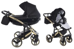 Junama Diamond S-Line V3 czarny/złoty – gondola i spacerówka 2w1