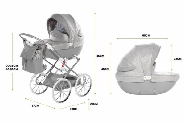 Wózek dla lalek Junama Dolce Mini - Szary Wózek dla lalek Junama Dolce Mini – kolor szary