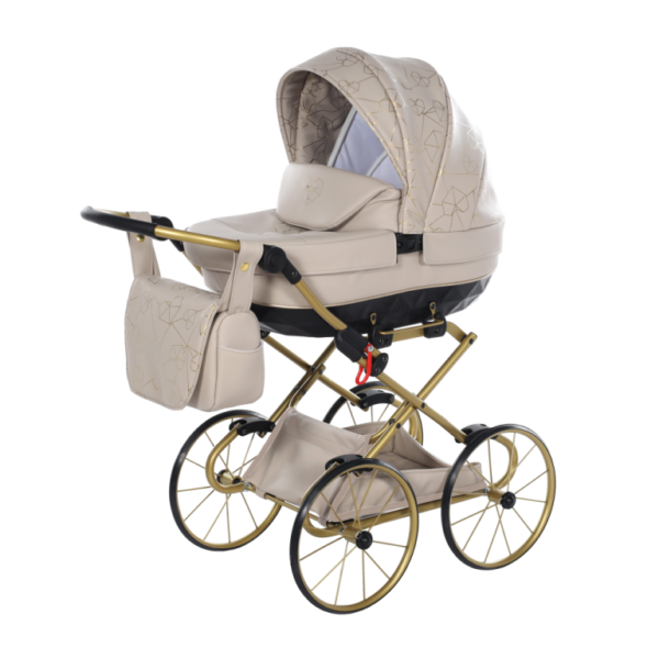 Wózek dla lalek Junama Heart Mini Classic - Beżowy Wózek dla lalek Junama Heart Mini Classic – kolor beżowy