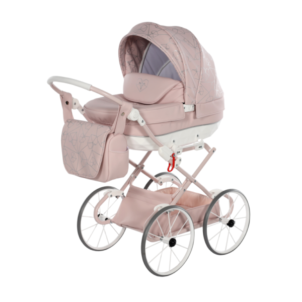 Wózek dla lalek Junama Heart Mini Classic - Różowy Wózek dla lalek Junama Heart Mini Classic – kolor różowy