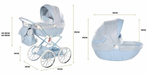 Wózek dla lalek Junama Dolce Mini - Jasnoniebieski Wózek dla lalek Junama Dolce Mini – kolor jasnoniebieski