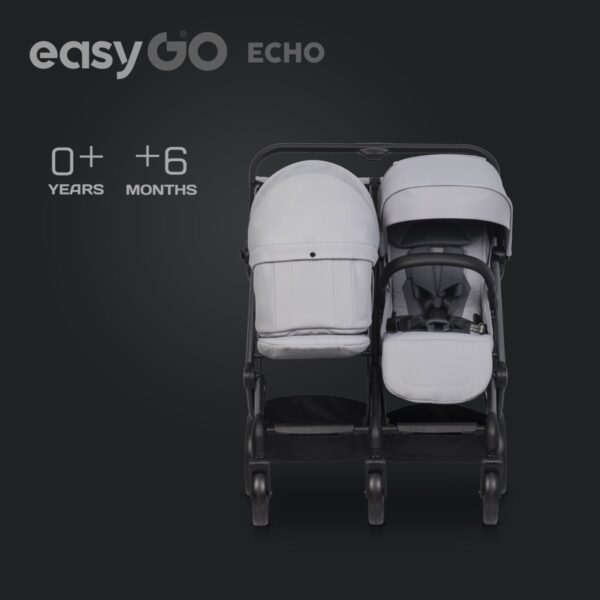 Wózek bliźniaczy EasyGo Echo Cloudy Gray – zdjęcie 2 Wózek bliźniaczy EasyGo Echo Cloudy Gray – zdjęcie 2