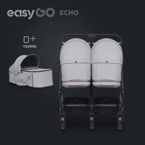 Wózek bliźniaczy EasyGo Echo Cloudy Gray – zdjęcie 3 Wózek bliźniaczy EasyGo Echo Cloudy Gray – zdjęcie 3