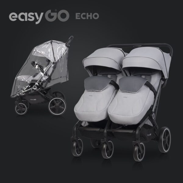 Wózek bliźniaczy EasyGo Echo Cloudy Gray – zdjęcie 4 Wózek bliźniaczy EasyGo Echo Cloudy Gray – zdjęcie 4