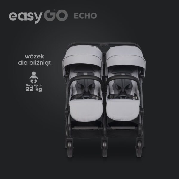Wózek bliźniaczy EasyGo Echo Cloudy Gray – zdjęcie 5 Wózek bliźniaczy EasyGo Echo Cloudy Gray – zdjęcie 5