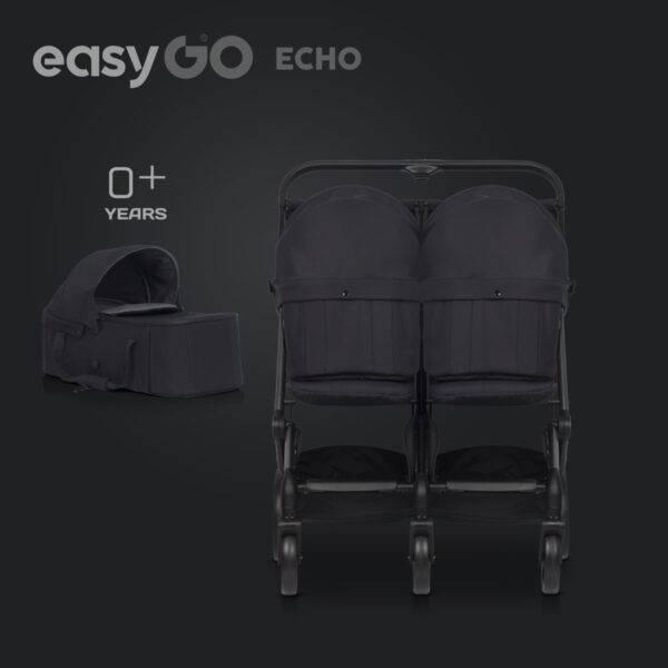 Wózek bliźniaczy EasyGo Echo Ebony Black – zdjęcie 3 Wózek bliźniaczy EasyGo Echo Ebony Black – zdjęcie 3