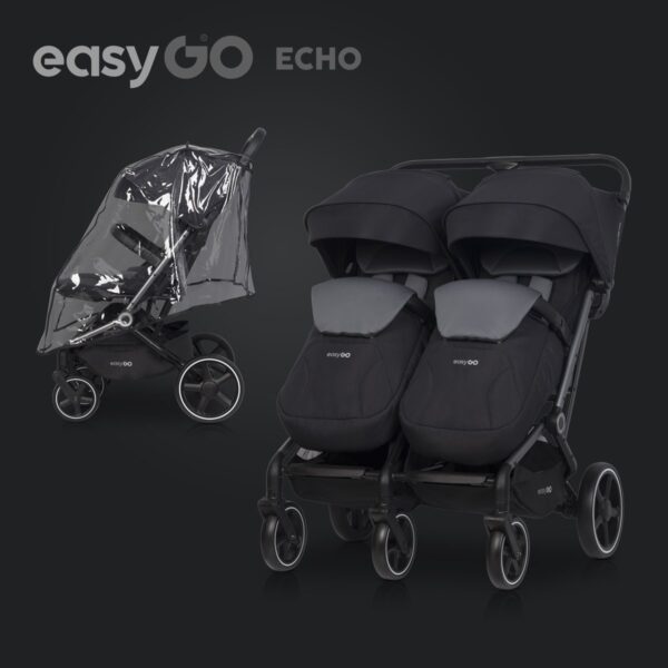 Wózek bliźniaczy EasyGo Echo Ebony Black – zdjęcie 4 Wózek bliźniaczy EasyGo Echo Ebony Black – zdjęcie 4
