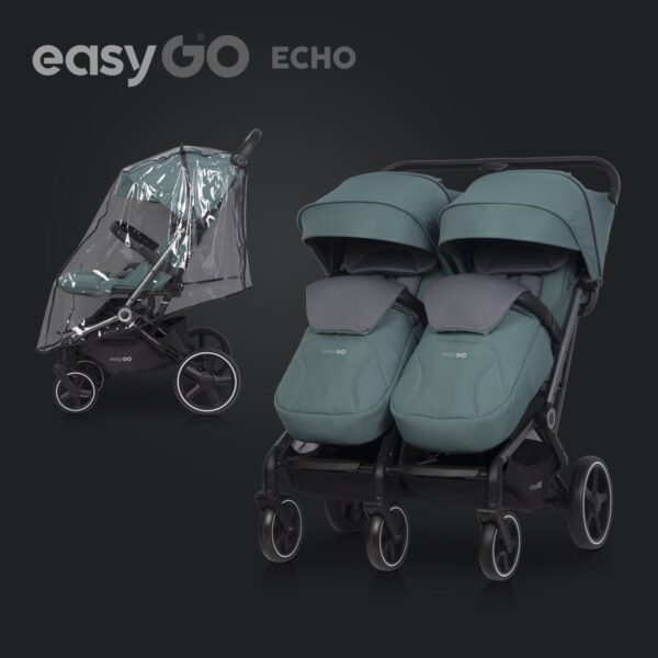 Wózek bliźniaczy EasyGo Echo Sage Green – zdjęcie 4 Wózek bliźniaczy EasyGo Echo Sage Green – zdjęcie 4