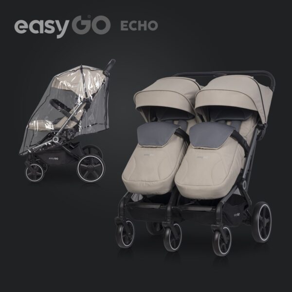 Wózek bliźniaczy EasyGo Echo Savana Beige – zdjęcie 4 Wózek bliźniaczy EasyGo Echo Savana Beige – zdjęcie 4
