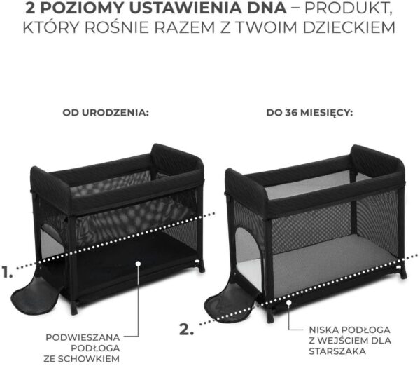 Łóżeczko turystyczne Kinderkraft Moon Dream – Black – zdjęcie 3