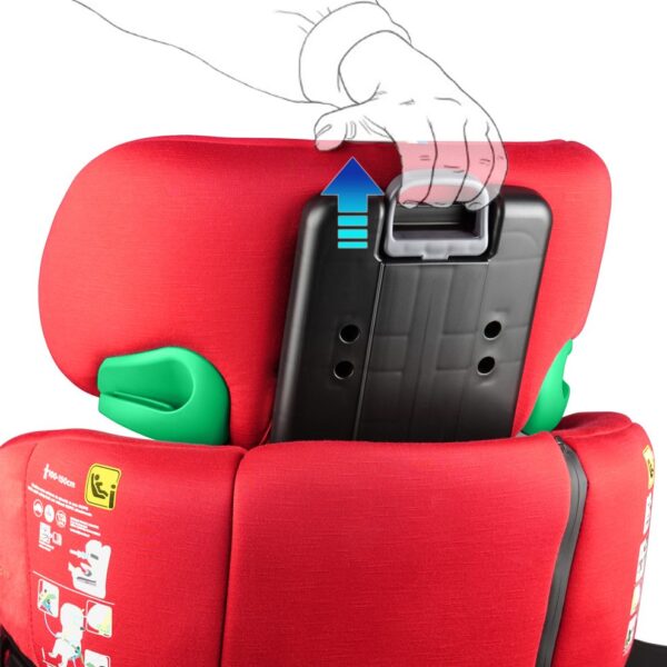 Fotelik samochodowy Renolux Eliseo z ISOFIX i odchylaniem (100–150 cm) – Passion (czerwony) – zdjęcie 5