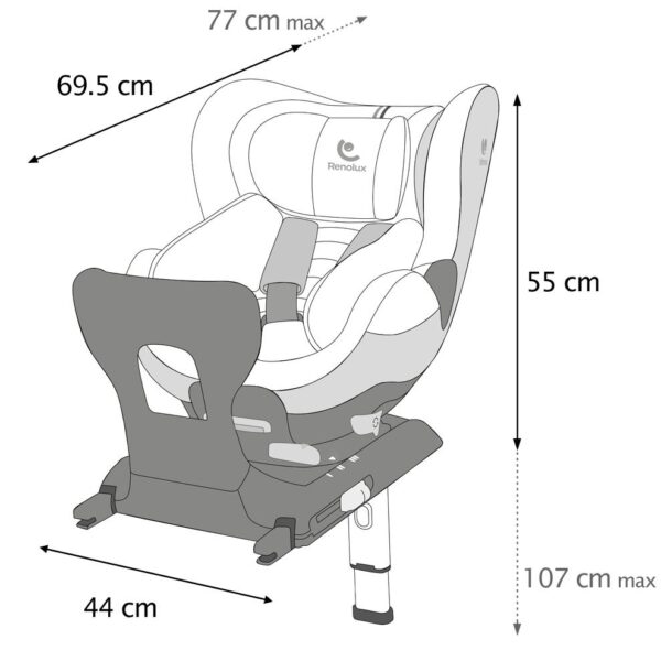 Fotelik obrotowy Renolux Gaia i-Size (40–105 cm) – zdjęcie 22