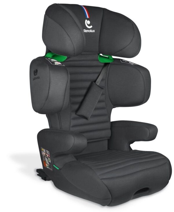 Fotelik samochodowy Renolux Renofix² z ISOFIX (100–150 cm) – Quartz (grafitowy melanż) – zdjęcie 21