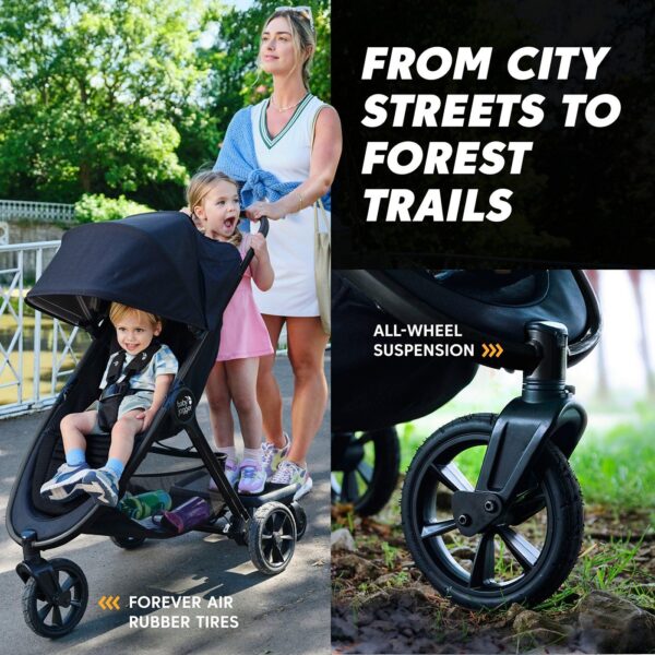 Baby Jogger City Mini GT3 – koła Forever Air i amortyzacja wszystkich kół Baby Jogger City Mini GT3 – koła Forever Air i amortyzacja wszystkich kół
