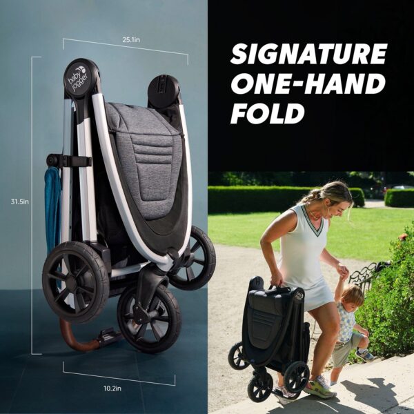 Baby Jogger City Mini GT3 – składanie jedną ręką, wymiary po złożeniu Baby Jogger City Mini GT3 – składanie jedną ręką, wymiary po złożeniu