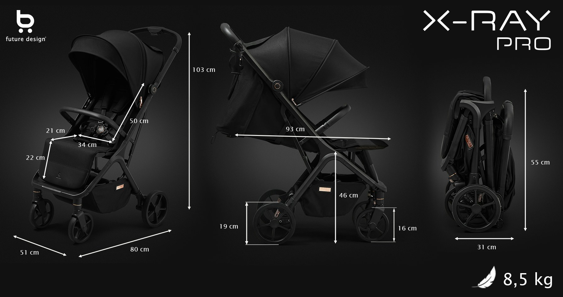 Maße des Buggys Future Design X-Ray Pro